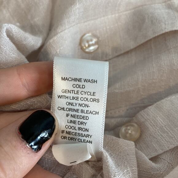 Spense Women's Pale Pink Button Up Blouse Size 3X Roll Tab Sleeves Flowy Coastal - Picture 7 of 13